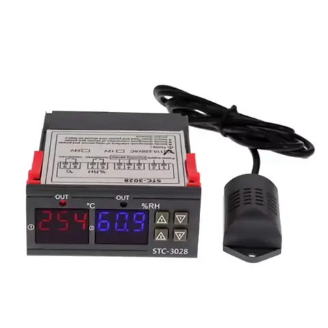 HYGROSTAT regulátor termostatu teploty a VLHKOSTI elektronický DIGITÁLNÍ cena 220V čidlo vlhkosti STC 3028
