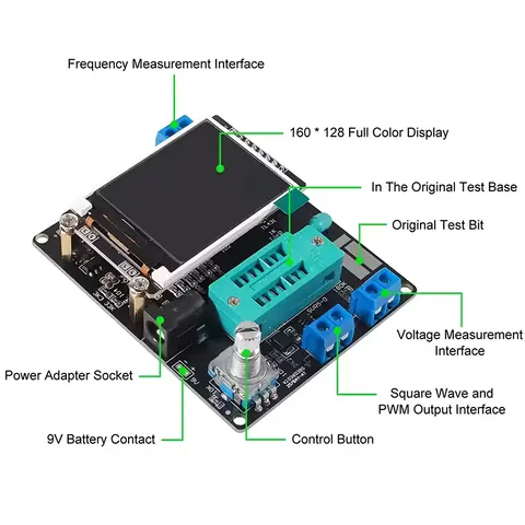 Tester componente NPN, PNP și FET Tester multifuncțional pentru tranzistoare, diode, FET și alte componente