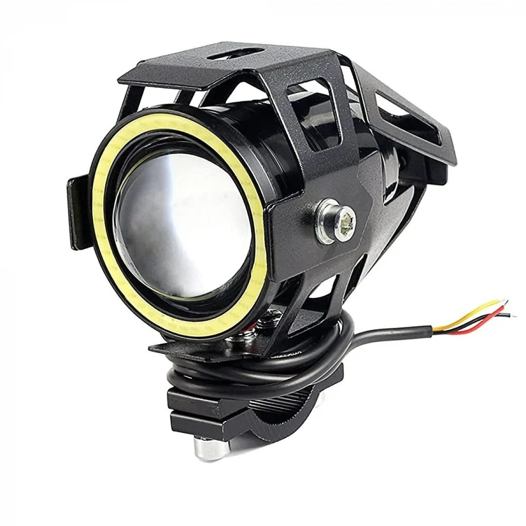 LED reflektor Moto U7 Angel Eyes – univerzální světlomet 12–85V pro motorku, ATV, elektrokoloběžku