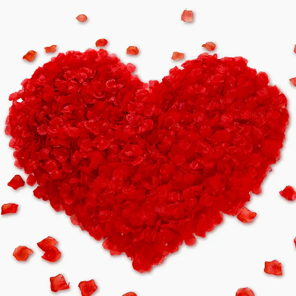 Изкуствени червени розови листенца – 500 броя за романтичен декор, сватба и Свети Валентин