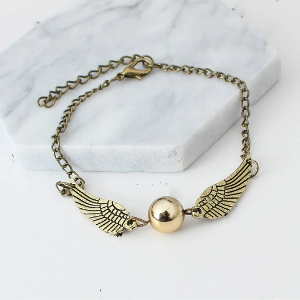 Brățară Harry Potter Golden Snitch & Deathly Hallows – Hotoaica Aurie / Argintie, cadou magic pentru fani