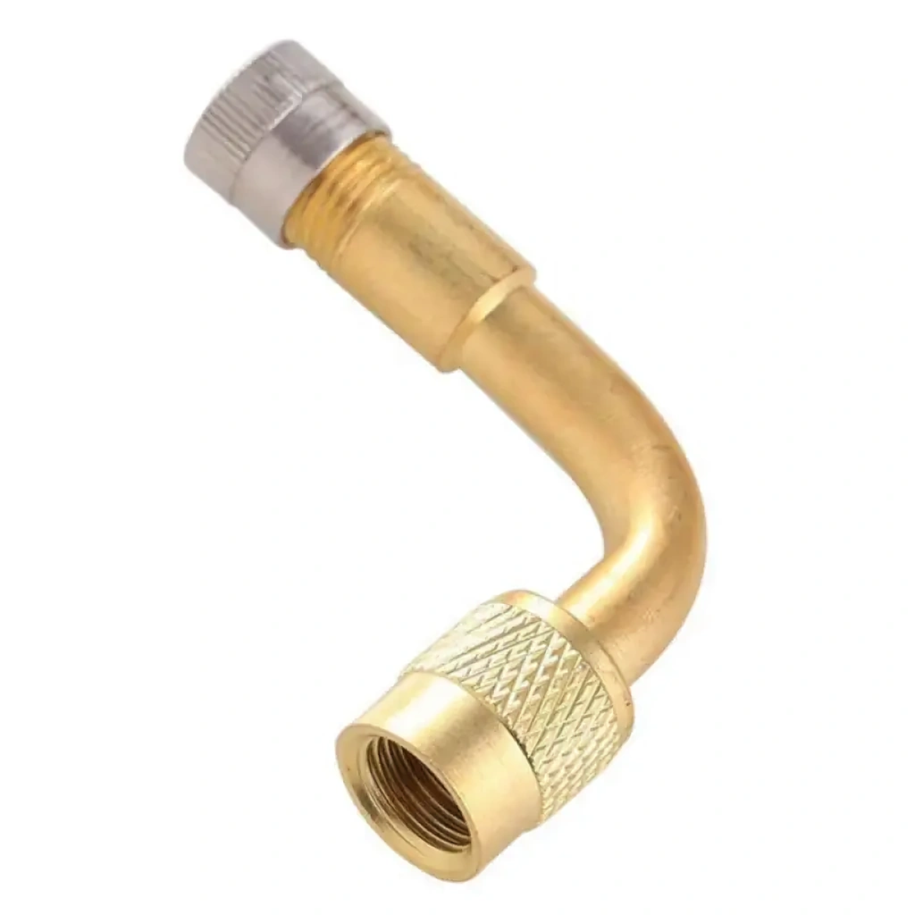 Kovový prodlužovací ventil s ventilem – 90° nástavec pro kamion, kolo a elektrokoloběžku