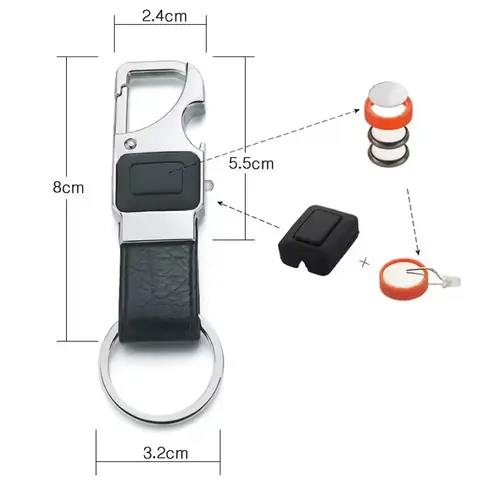Inel pentru chei cu funcții multiple: LED, carabină, deschizător