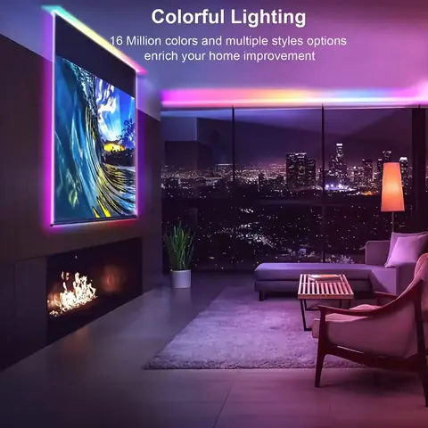 Bandă LED RGB cu telecomandă și bluetooth Bandă luminoasă cu 300 LED-uri RGB, telecomandă, și conectivitate bluetooth