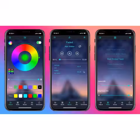 Bandă LED pentru TV – control prin bluetooth Bandă LED pentru televizor cu iluminare ambientală, reglaj intensitate și culori