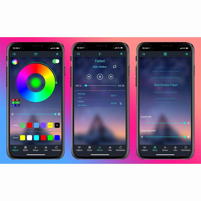 LED лента за телевизор с атмосферно осветление, регулиране на интензитета и цветове