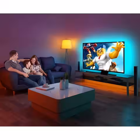 Iluminare ambientală LED RGB prin USB pentru televizor sau monitor, ușor de montat