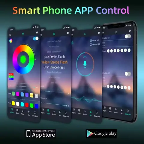 Bandă LED inteligentă RGB reactivă la sunet Bandă LED RGB cu control smart și moduri sincronizate cu sunetele din încăpere