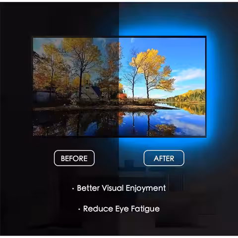 Bandă LED RGB USB lungime 10m pentru iluminat spate TV sau decor cameră