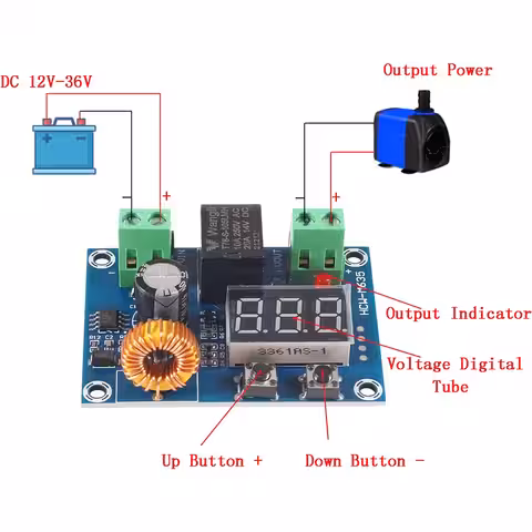 Controler tensiune ajustabil baterie XH-M609 Controler XH-M609 cu butoane pentru setarea tensiunii de decuplare