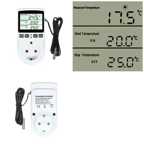 Zásuvka s programovatelným termostatem s teplotním čidlem pro digitální termální plazmový elektrický ohřívač s časovačem
