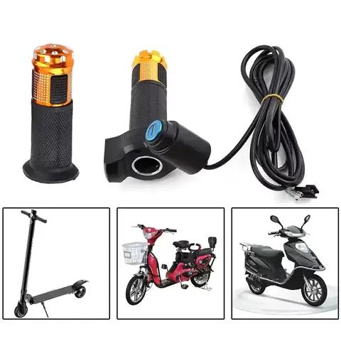 Manetă ghidon bicicletă electrică cu cheie Grip cu margini colorate și cheie pentru activare motor electric