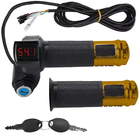 Manetă acceleratie cu contact și afișaj baterie Set manete acceleratie ebike cu cheie și indicator nivel baterie