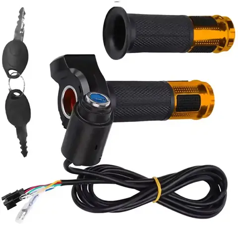 Manetă dublă cu comutator, voltmetru și cheie pentru scuter electric