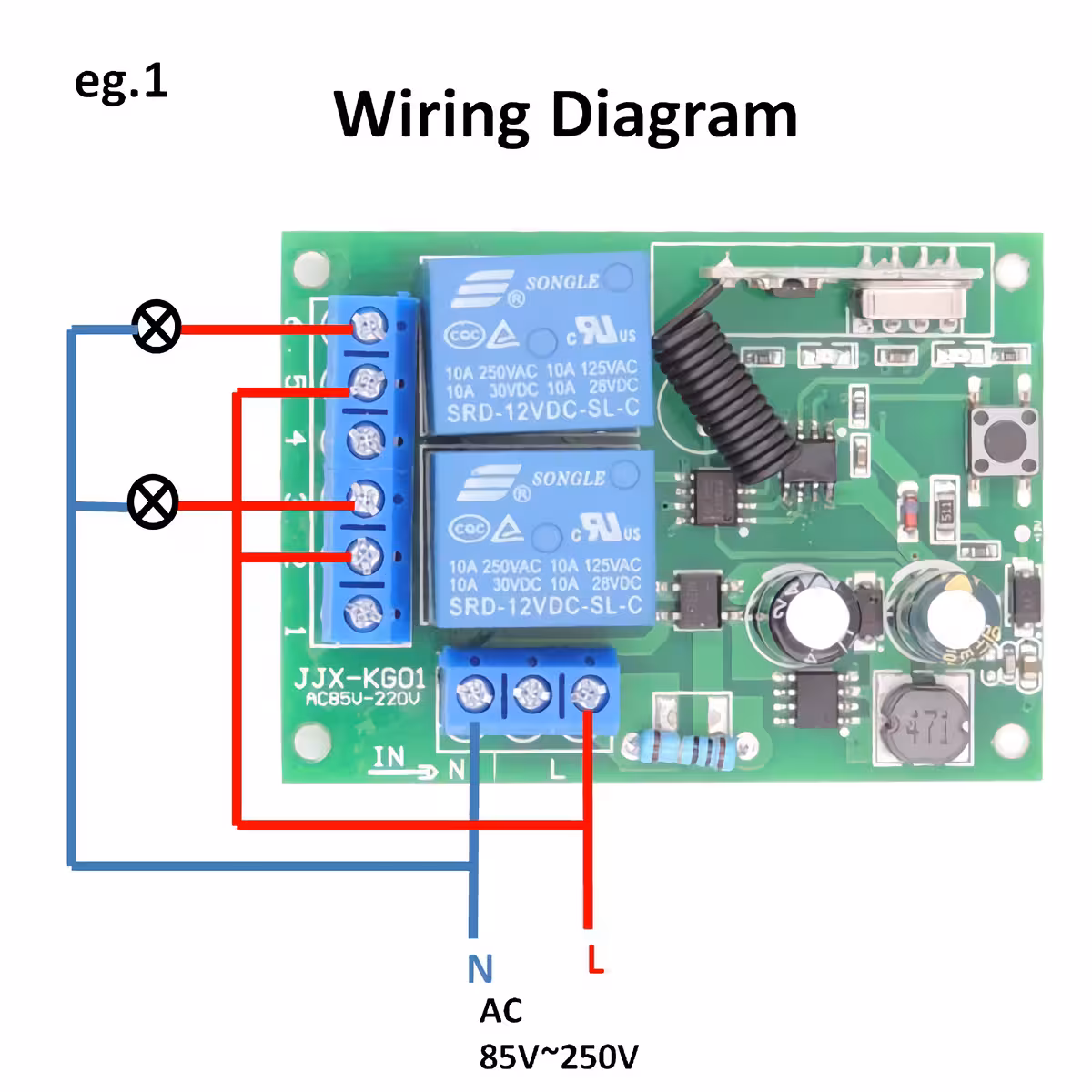 Modul control lumini 433MHz Comutator fără fir pentru becuri, ventilatoare, pompe etc.