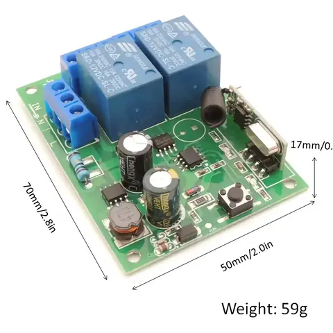 Relé s dálkovým ovládáním 220V modul 2 bezdrátově ovládané relé řízené rádiem 433mhz