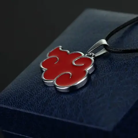 Pandantiv Akatsuki – simbolul roșu iconic Accesoriu Naruto – lănțișor cu simbolul Norului Roșu