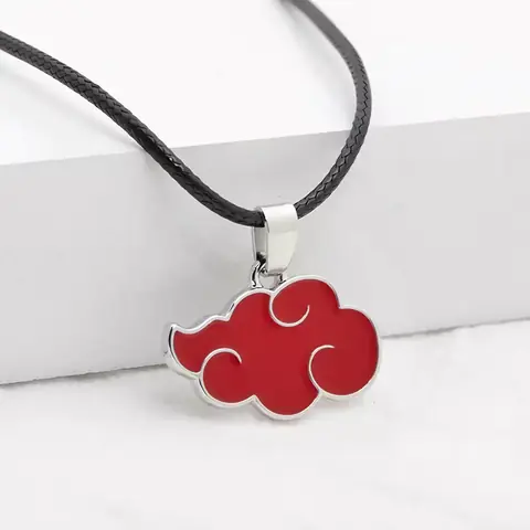 Lănțișor cu pandantiv metalic Naruto Nor Roșu Colier din metal – cosplay Akatsuki pentru fanii anime