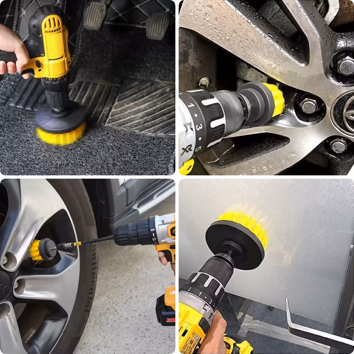 Perii pentru curățarea jantelor auto Set perii pentru spălat roți, capace și colțuri greu accesibile