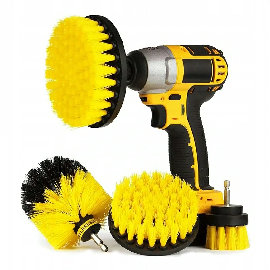 Комплект 3 найлонови четки за бормашина – почистване на тапицерия, килим, мокет и пластмаса