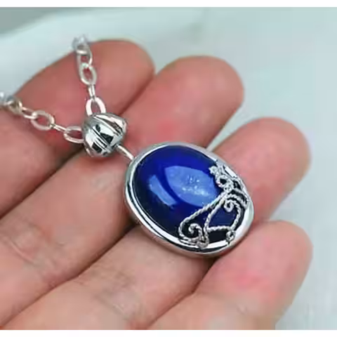 Colier protecție vampiri Lapis Lazuli Bijuterie cu piatră Lapis Lazuli pentru protecție de lumina soarelui în stil Vampire Diaries