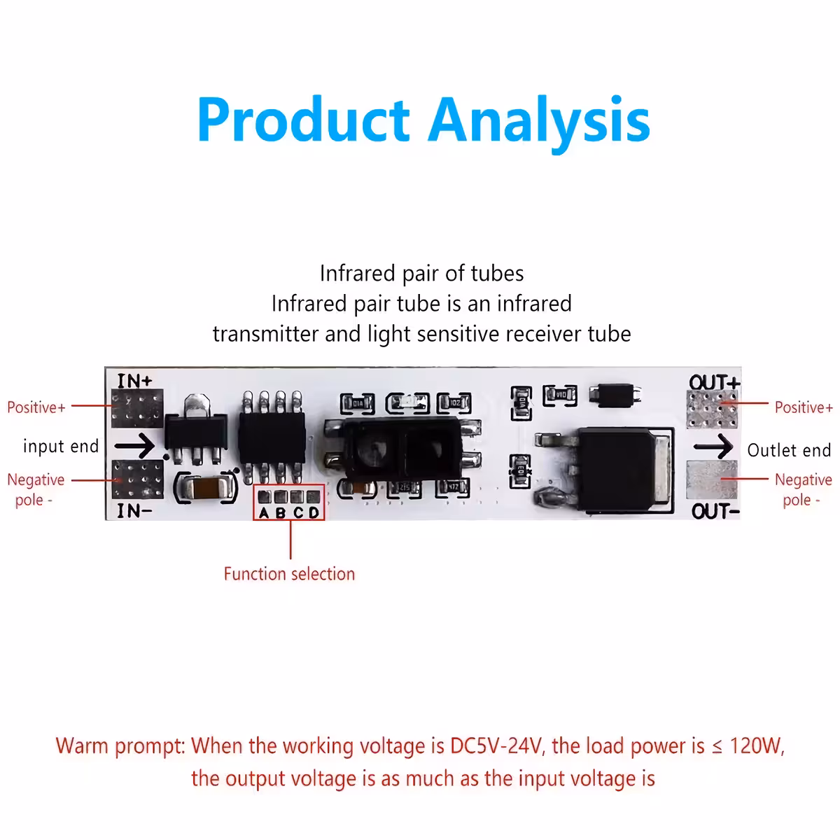 Modul senzor conectat – ieșiri duble Imagine cu modul senzor conectat la două ieșiri diferite pentru control dublu