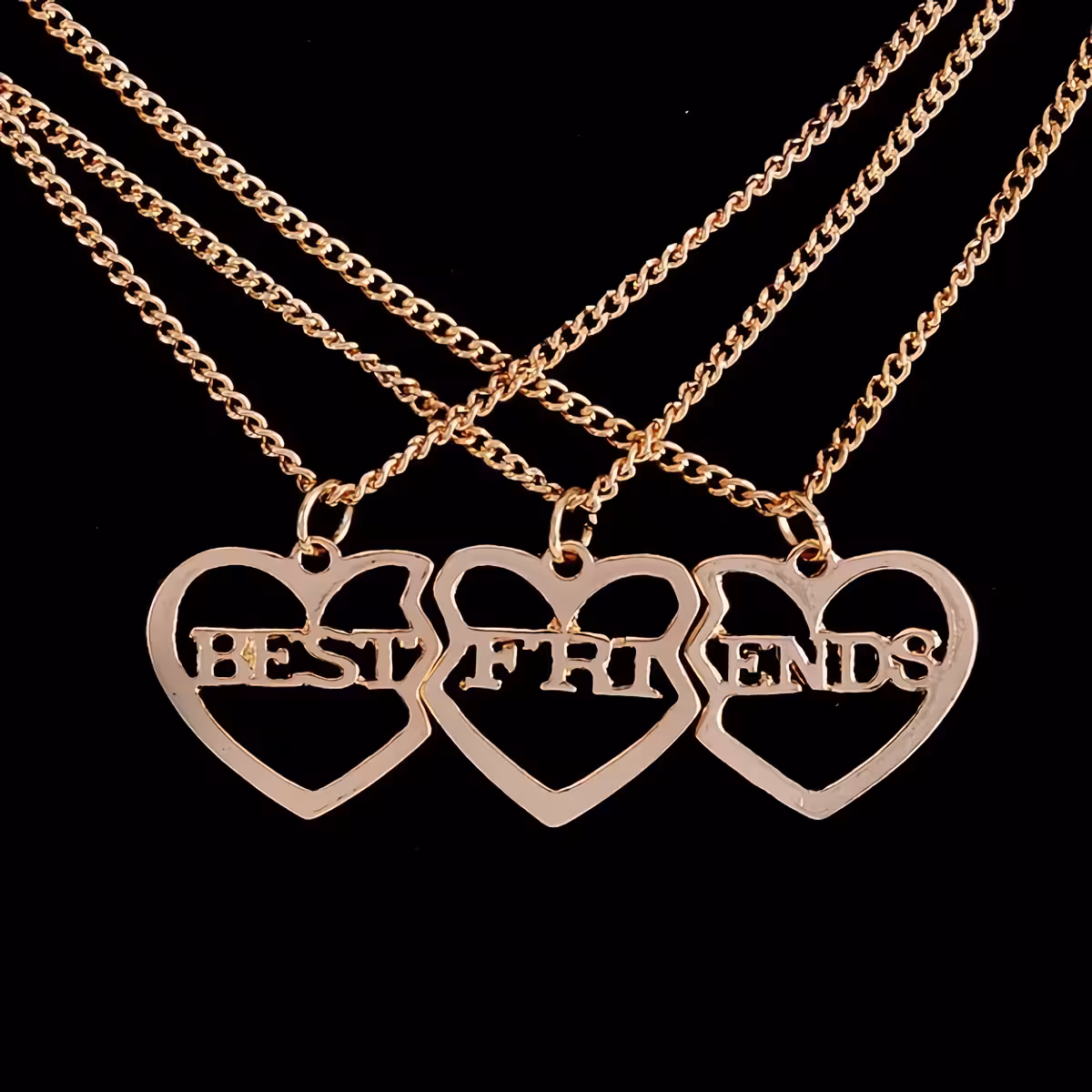Bijuterii BFF pentru copii – pachet 3 lănțișoare Lănțișoare aurii BFF pentru cei mai buni prieteni, combinație 3 în 1