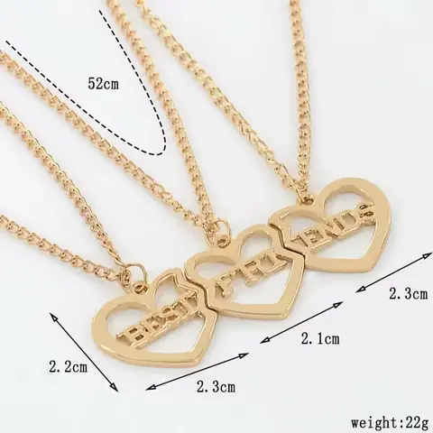 Sada 3 řetízků BFF řetízek 3v1 dětský Best Friends Forever