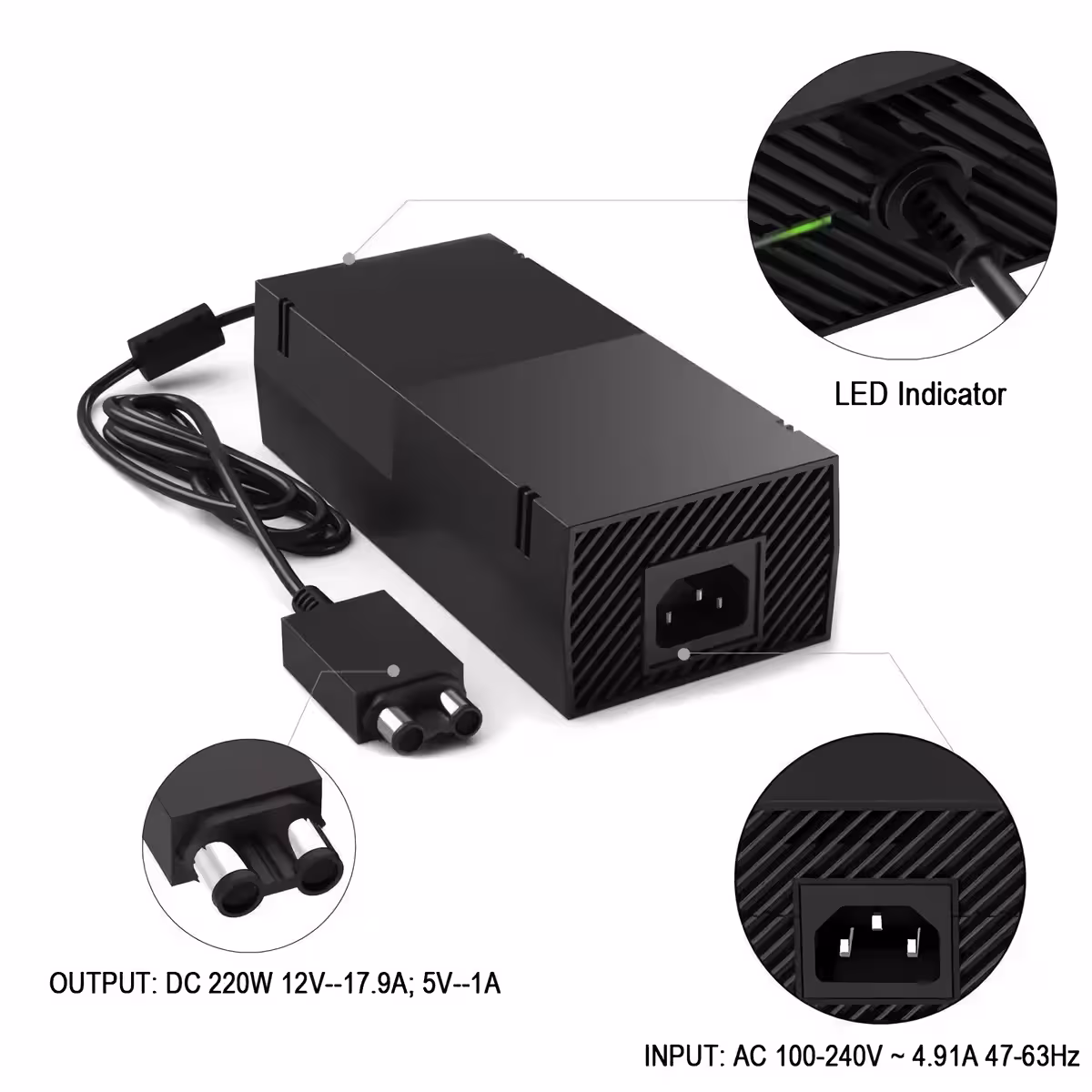 Alimentator compatibil Xbox ONE – varianta brick Înlocuitor ideal pentru alimentatorul vechi Xbox ONE