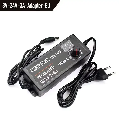 Akkumulátortöltő Tápegység univerzális állítható feszültség dimmer 3V 5V 9V 12V 15V 18V 21V 24V 3A