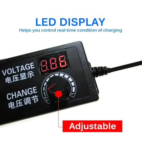 Akkumulátortöltő Tápegység univerzális állítható feszültség dimmer 3V 5V 9V 12V 15V 18V 21V 24V 3A