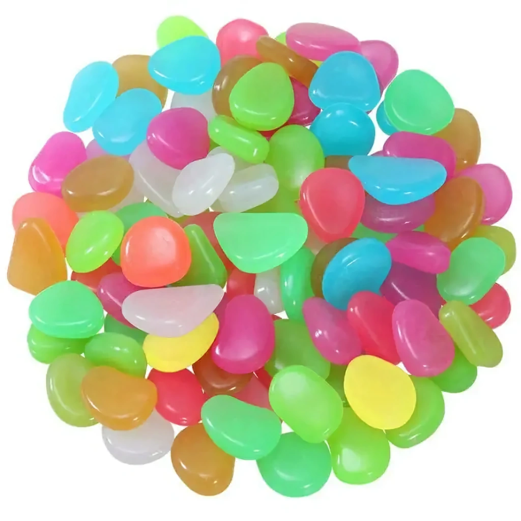 Pietre fosforescente decorative pentru grădină, acvariu și ambient – Pietricele luminoase fosforescente