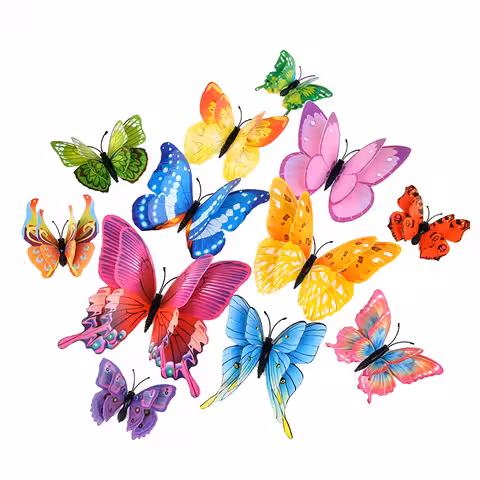 Fluturi decorativi 3D cu magnet și adeziv pentru decor perete, perdea sau mobilă