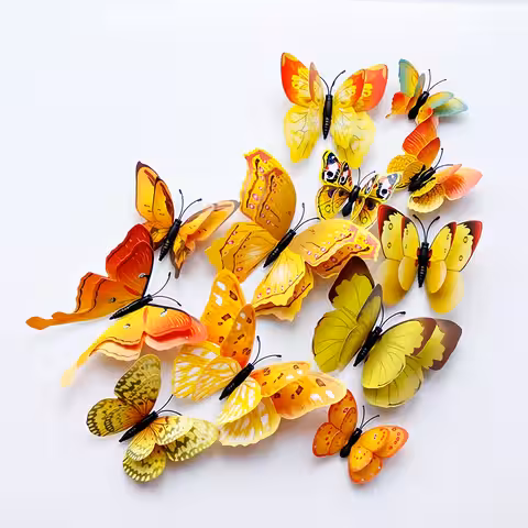 Decor fluturi 3D pentru perete – se montează cu magnet sau lipici inclus