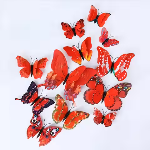 Fluturi din plastic 3D cu adeziv – decor perete Fluturi 3D ușor de lipit pe perete, oglinzi, mobilier sau ferestre