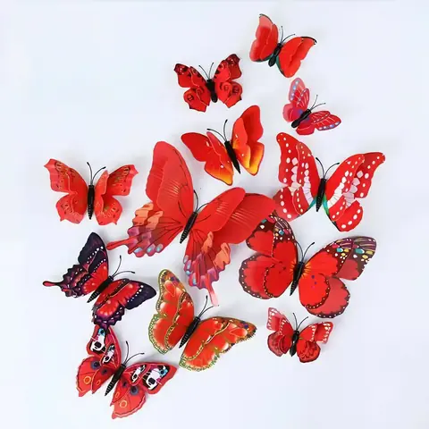 Fluturi din plastic 3D cu adeziv – decor perete Fluturi 3D ușor de lipit pe perete, oglinzi, mobilier sau ferestre
