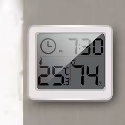 Afișaj LCD pentru temperatură, umiditate și oră Ceas de cameră cu ecran mare ce afișează temperatura și umiditatea
