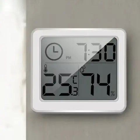 Afișaj LCD pentru temperatură, umiditate și oră Ceas de cameră cu ecran mare ce afișează temperatura și umiditatea