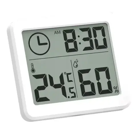 Termometru digital cu higrometru și ceas, pentru camera, cu afișaj LCD mare