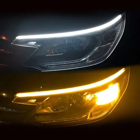 Lumini auto de zi LED banda flexibila Bandă LED flexibilă auto pentru lumini de zi, cu lumină albă și galbenă