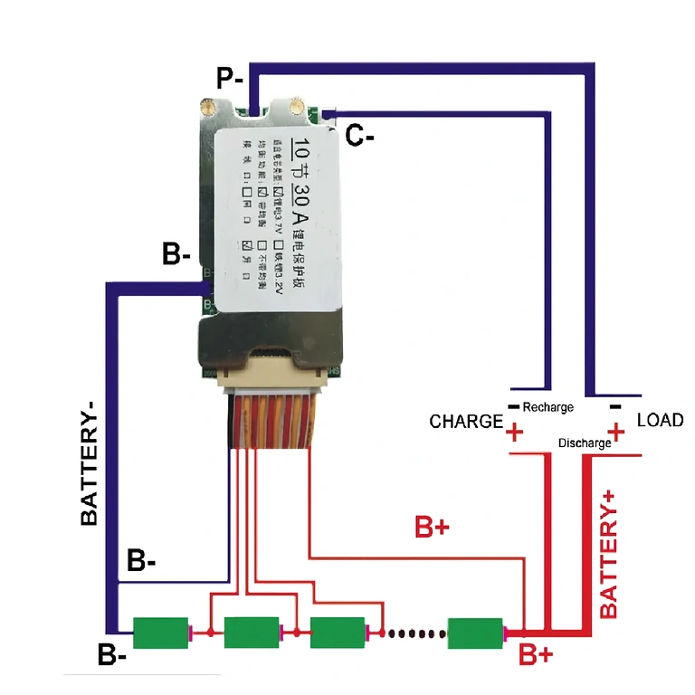 Modul BMS 10S 36V pentru protecția bateriilor litiu-ion, 30A