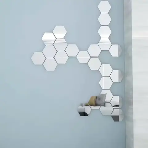 Set complet 12 oglinzi hexagonale pentru decorarea pereților