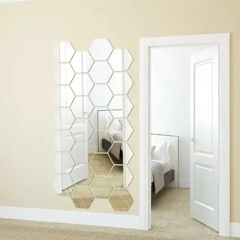Set oglinzi acrilice hexagonale autoadezive Set oglinzi acrilice în formă de hexagon pentru decor contemporan