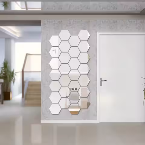 Dekoratívne hexagonálne zrkadlá na kreatívnu stenu