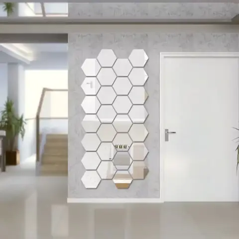 Set oglinzi hexagonale decorative creative Oglinzi decorative hexagonale pentru decor creativ de perete