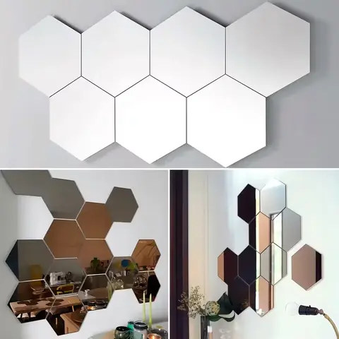 Autocolante oglindă hexagonale pentru perete Sticker oglindă hexagon pentru perete – efect decorativ elegant