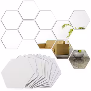 Set 12 oglinzi hexagonale decorative autocolante pentru decor modern de perete
