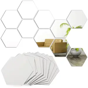 Set 12 oglinzi hexagonale decorative autocolante pentru decor modern de perete