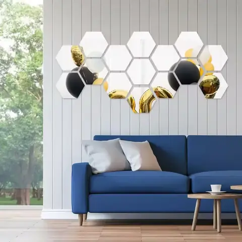 Oglinzi autoadezive hexagonale tip fagure – design minimalist