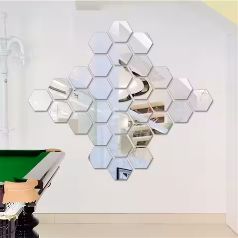 Odnímateľné hexagonálne zrkadlá na dekoráciu stien